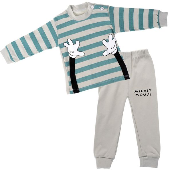 100% Cotton Long Winter Boys Mickey Mouse Pyjamas Set