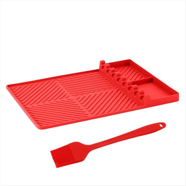 Silicone Grill Mat Silicone Bakeware Tool Mat Spatula Mat Red