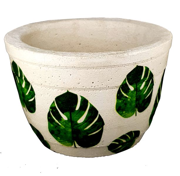 Perfectly Potty - Artisan Cement Pot - Medium Leaves - M001