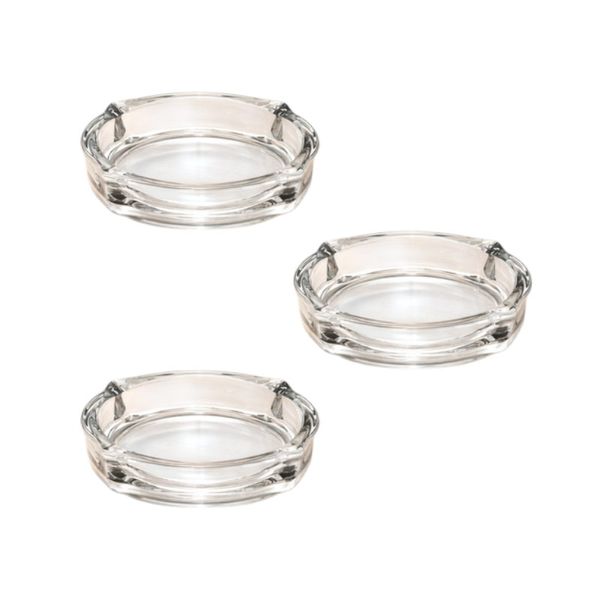 3 Pack - Round Glass Ashtray - Transparent