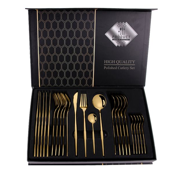 24 Pieces Modern Gold Coloured Cutlery