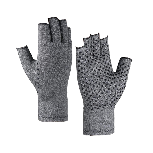 High-Quality Elastic Knit Fingerless Arthritis Gloves - Medium - Grey