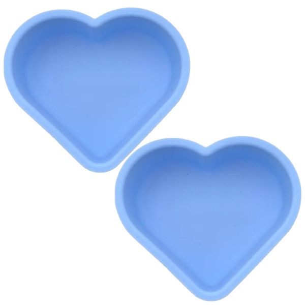 Kitchen Baking Heart Shaped Silicone Pans Set of 2 - Blue Special