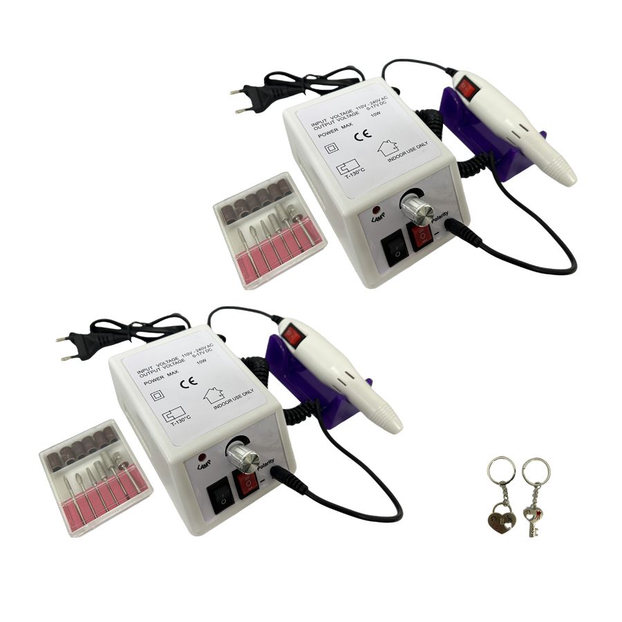 2 Pieces Professional Electric Nail Art Salon Drill Machine Kit Set
