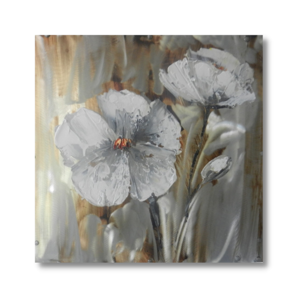 Canvas Wall Art - White Floral - 600x600mm - Oil Canvas on Stretch Frame