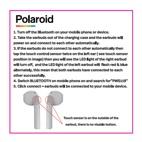 Polaroid 2025 earbuds manual