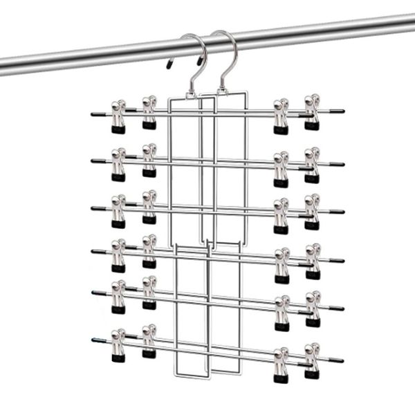 6-Tier Storage Coat Hanger 2-Pack,360 Swivel Hook with Adjustable Clip