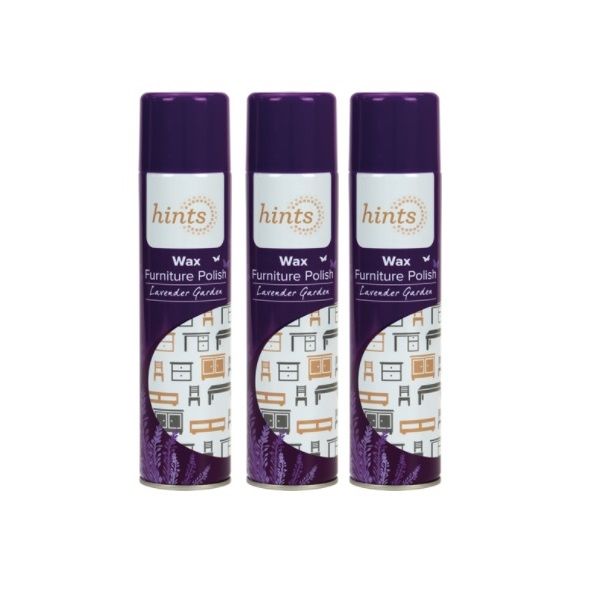 Hints Wax Furniture Polish Lavender Garden Aerosol - 3 x 300ml