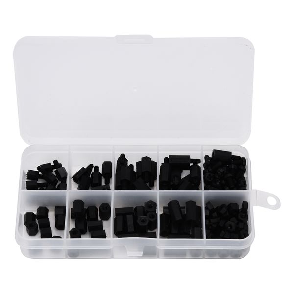 180 Pieces Black Nylon Standoff/Nut Kit (M3)