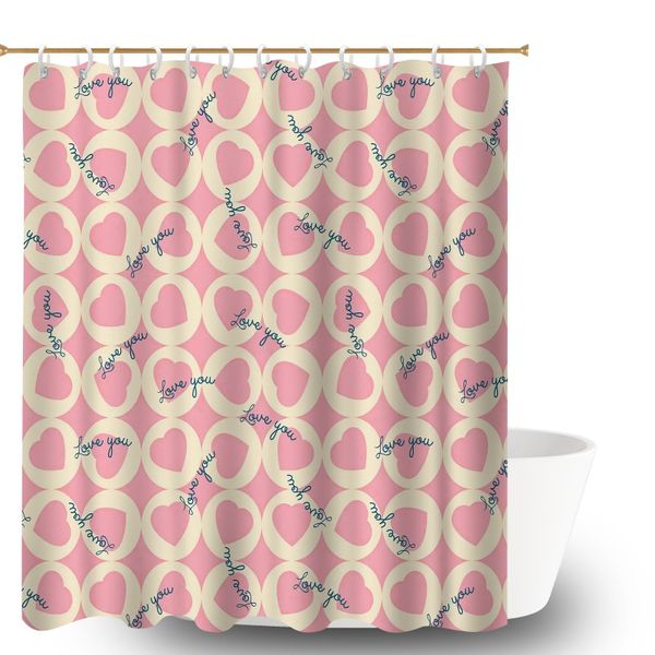 180x180cm Romantic Hearts Bathroom Shower Curtain for Tubs