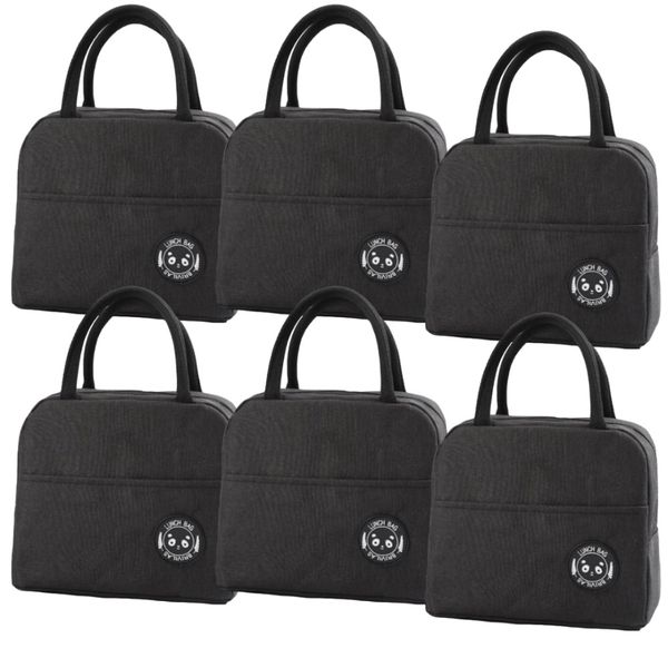 Insulated Lunch Cooler Bag Leakproof Thermal 6 Piece Black