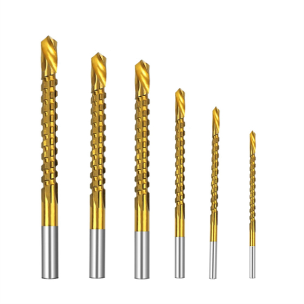 6Pcs/Set Titanium Coated Drill Bit Spiral Jagged Saw Compatible with None