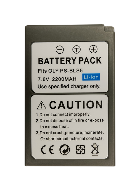 2200mAh Lithium-Ion Battery for Olympus BLS-5/ PS-BLS5 / BLS-50