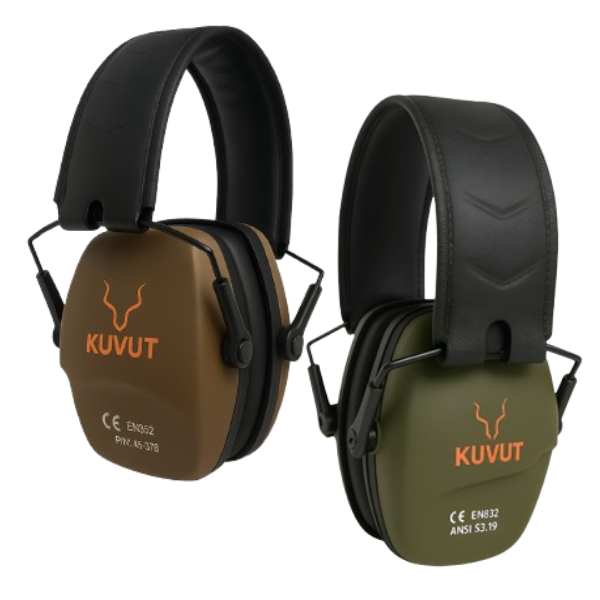 KuVut Shooting Ear Protection Earmuffs - Brown and Green - 2 pack