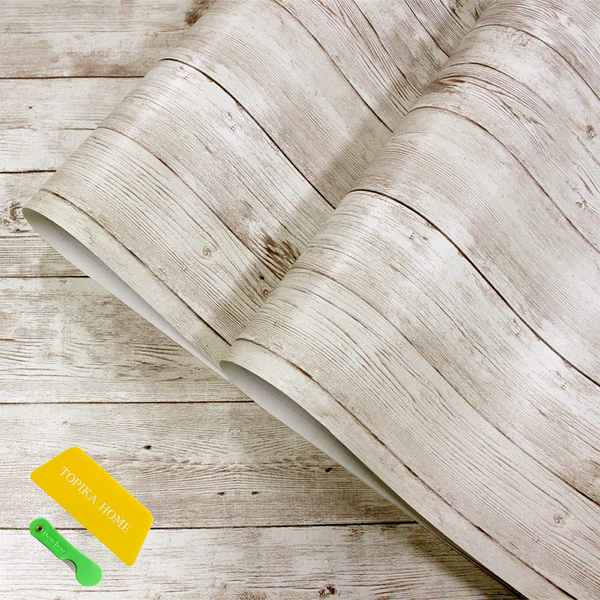 TopikaHome - Wood Grain Self Adhesive 3D Wallpaper with Tools 10m × 45cm
