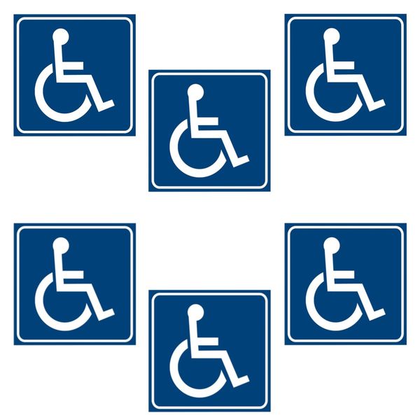 Decor Self Adhesive Handicapped Disability Wheelchair Sign Set of 6 -15cm