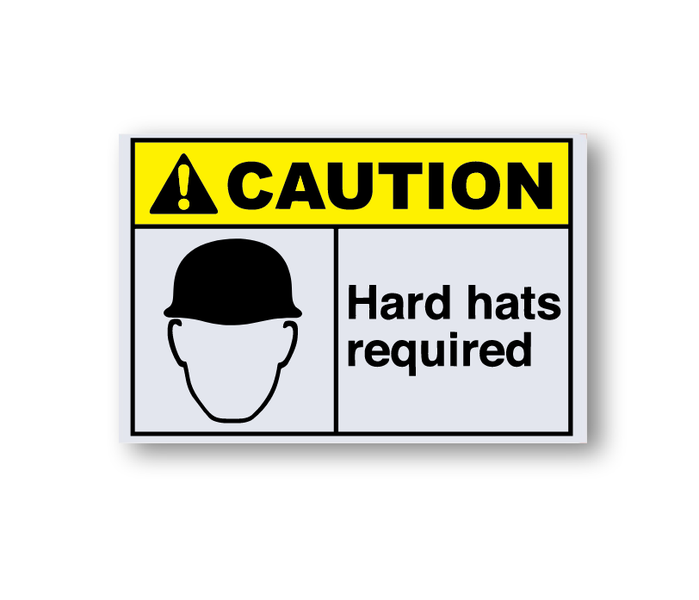 Caution Hard Hats Required Safety Sign - ABS Sign Board