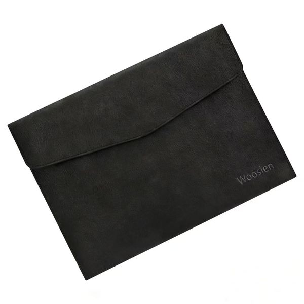 Woosien PU Leather A4 File Folder Document Holder Waterproof (Black)