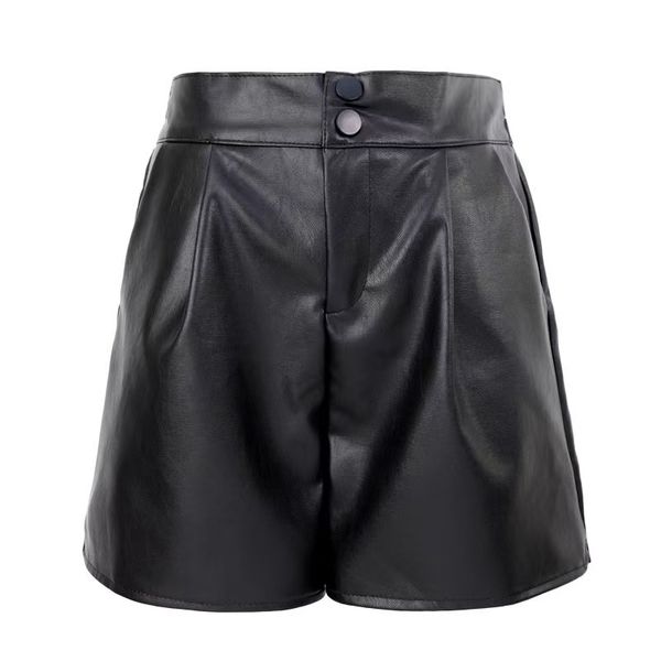 Women's Autumn And Winter Wide-Leg Leather Shorts For Outer Wear