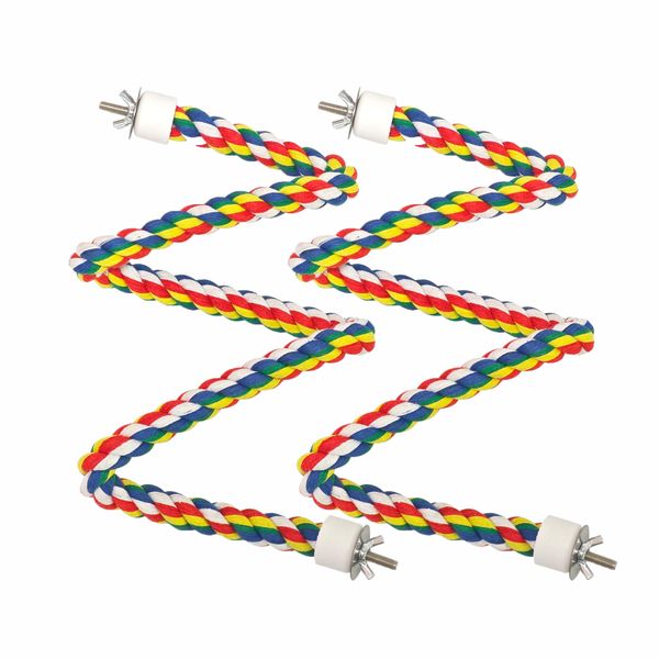 2Piece Pet Bird Parrot Colourful Cotton Spiral Cotton Rope Bird Perch - 80cm