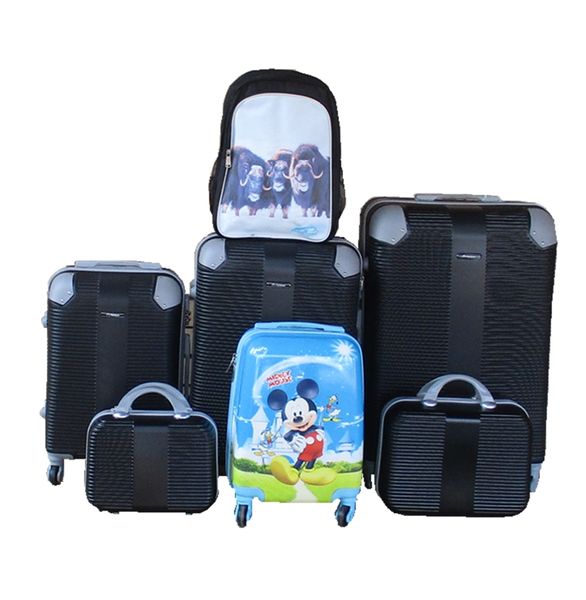 5-Piece ABS Luggage Trolley Set with Mickey Mouse Case &amp; Buffalo Schoolbag