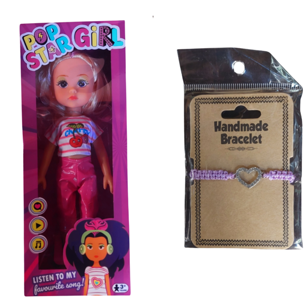 Singing Pop Star Doll with Heart Bracelet