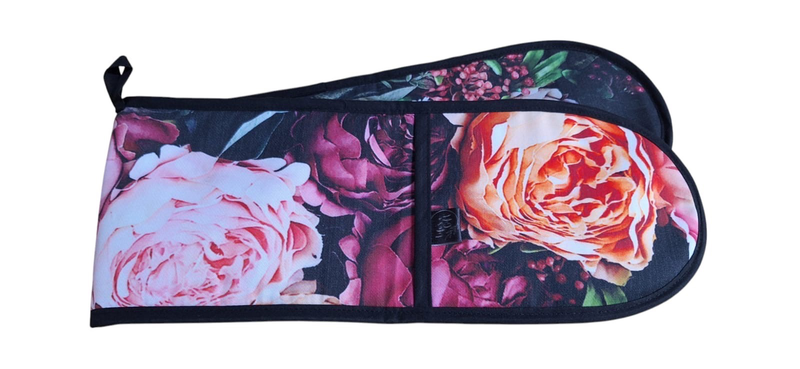 Life's a Gift Heat-Resistant Oven Glove/Mitt - Big Pink &amp; Peach Flowers