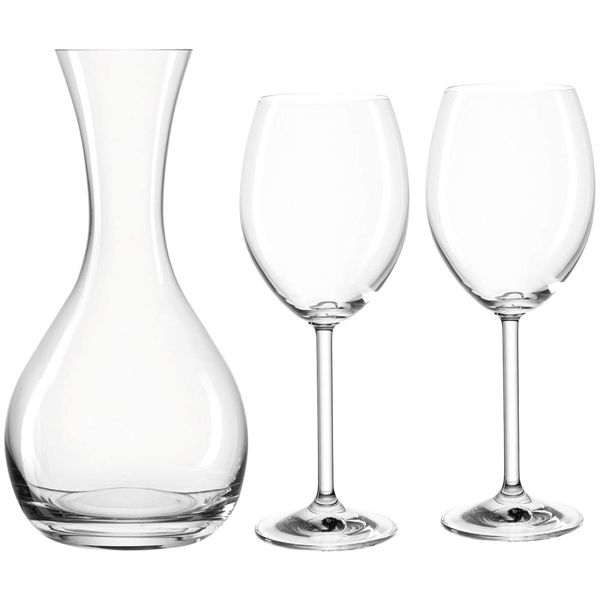 Montana Carafe and Red Wine Glasses Set - 1L Decanter Jug and 2 x Glasses - 3-Piece
