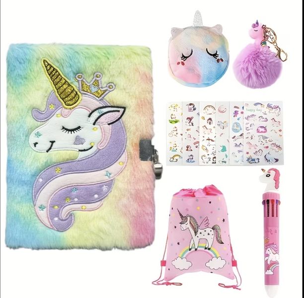 11pcs Unicorn Diary Set with Lock And Key, Hardcover Notebook, Unicorn Gift