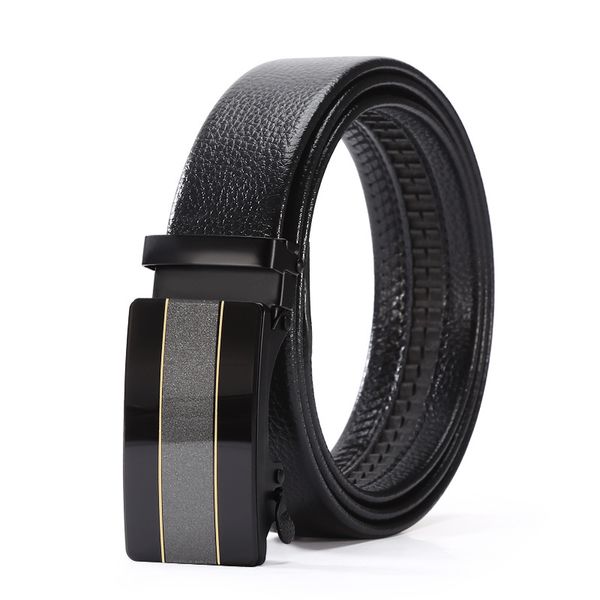 Adjustable Length Automatic Buckle Mirror Cool Men Business Casual Belt