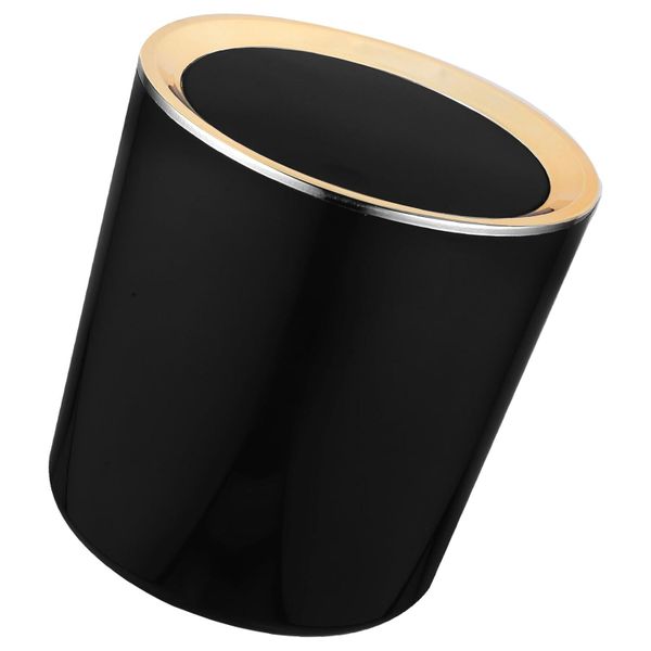 Black Plastic Desktop Trash Can with Press Lid, For Office Desk &amp; Tabletop