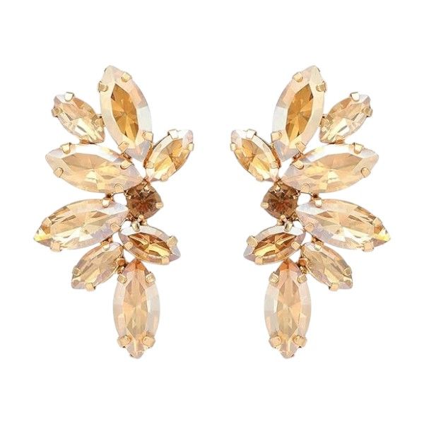 Faceted Crystal Cluster Designed Dangle Earrings - Caramel