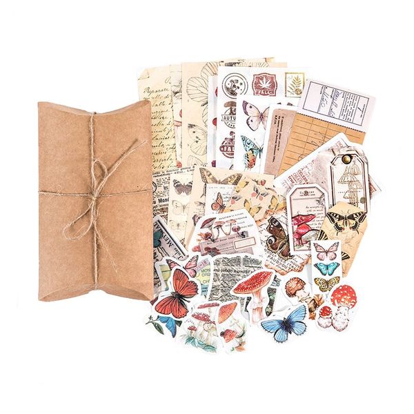Scrapbooking Paper Supplies Set Journaling Mushroom Butterflies - 30 Pieces