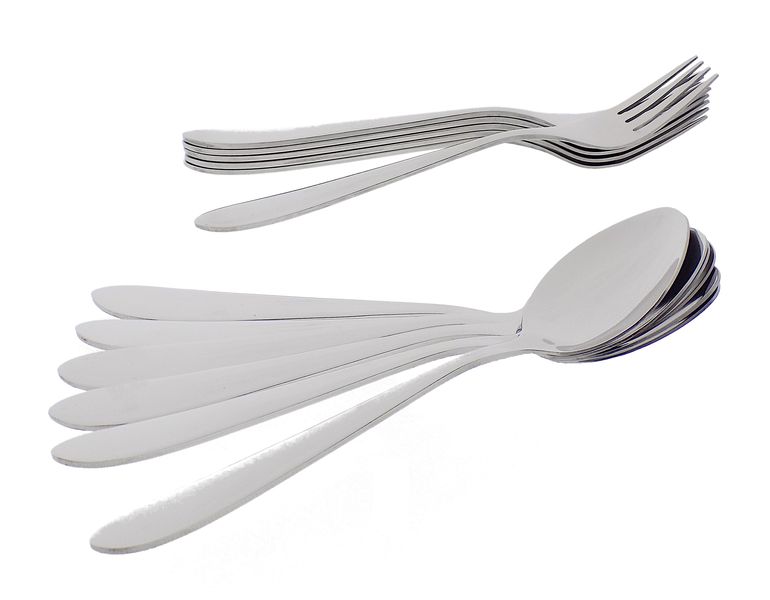 Elegant 6 Piece Table Spoons + Table Forks - Stainless Steel - Combo
