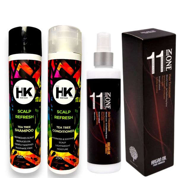 HK Sulphate-Free Tea Tree Shampoo, Conditioner &amp; Lily 11-in-1 Trio (250ml)