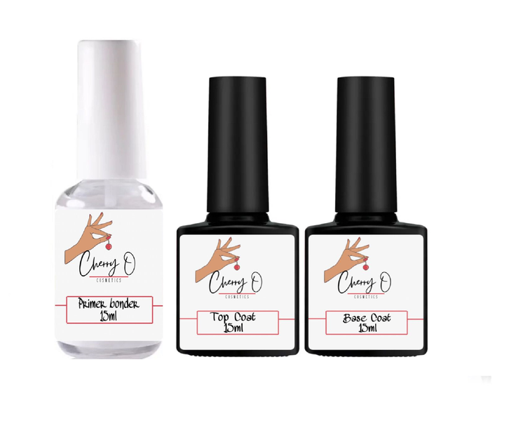 Cherry O Cosmetics Primer Bonder, Top Coat and Base Coat