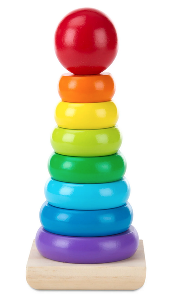 Melissa &amp; Doug Wooden Rainbow Stacking Rings (7 Rings)