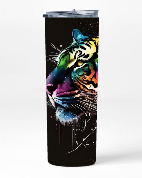 Watercolor Tiger 20oz Insulated Skinny Tumbler Sublimation With Straw 047