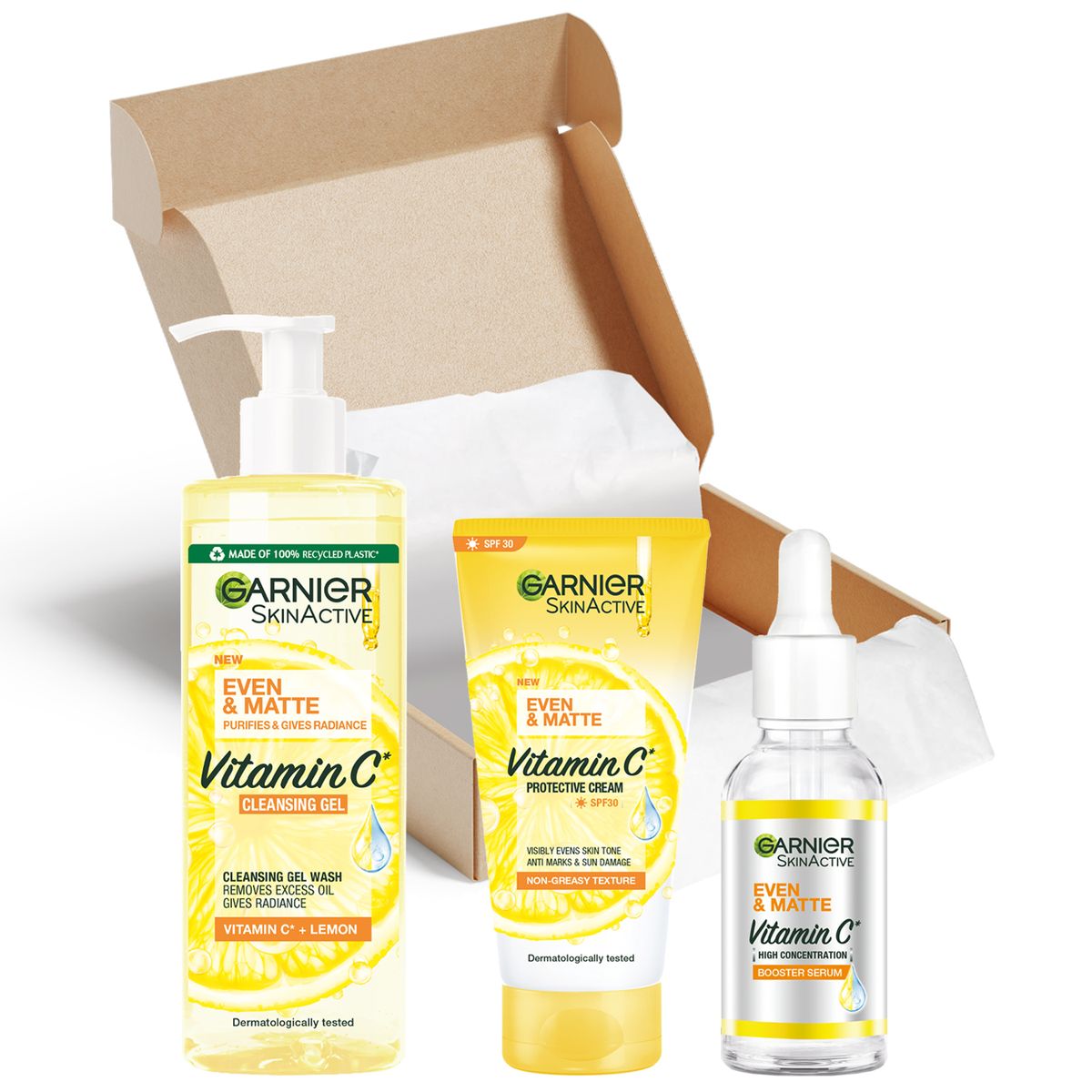 Garnier Even Matte Vitamin C Booster Serum Regime Bundle Set 3 