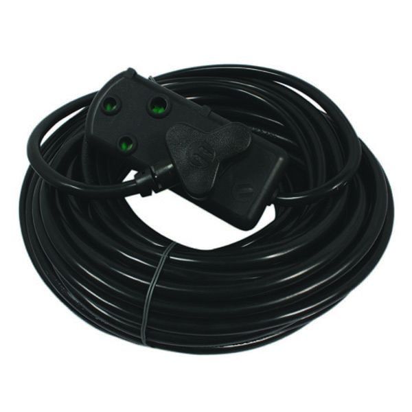 Ellies 20m Heavy Duty Extension Electrical Lead/Cord/Cable 1.5mm, Black