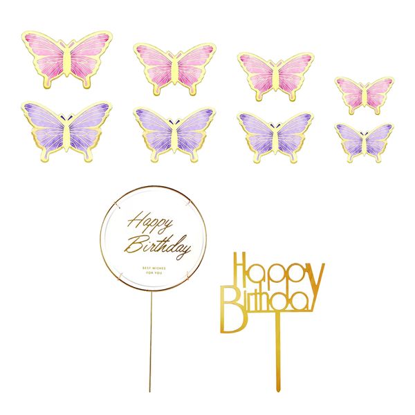 22-Piece Butterfly Cake Toppers Set, Paper Butterfly Cake Inserts