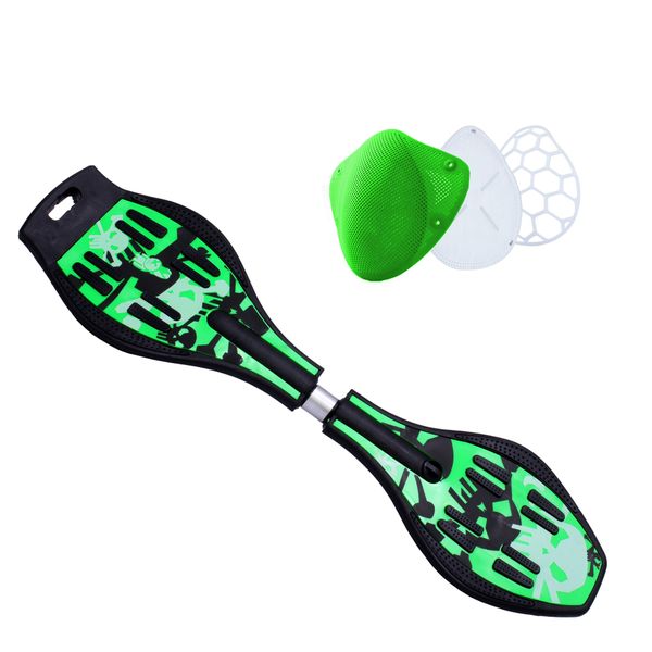 RipStick Swivel Skateboard &amp; Silicone Mask - Green