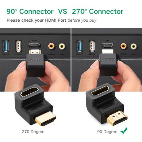 UGreen HDMI 90° Dwn M to HDMI F Adp-BK | Buy Online in South Africa |  takealot.com