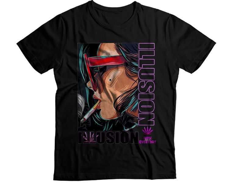 Woman Cigarette Illusion Graphic T-Shirt