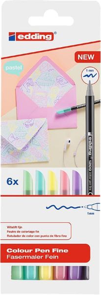 Edding - Pastel Colour Pen Fine 6's