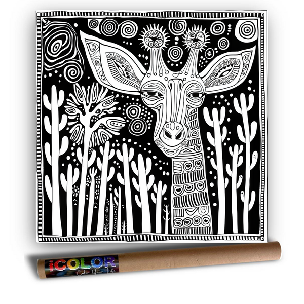 iColor Large Colouring Poster GIRAFFE'S DAY OUT