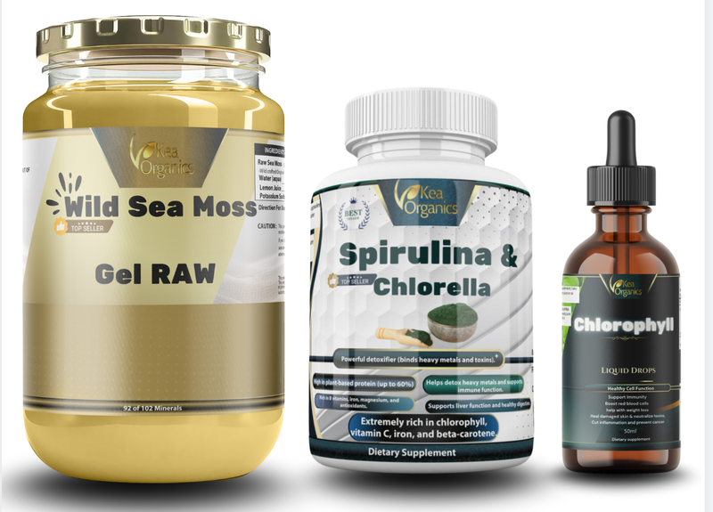 Sea Moss Gel (375ml) ,Chlorophyll Drops (50ml),Green Spirulina &amp; Chlorella
