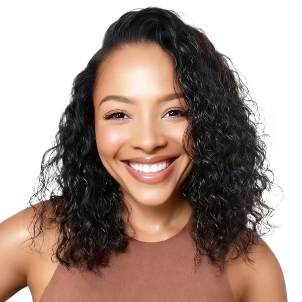 14In Water Wave Wig 13x4 Full Frontal Wig Ear to Ear Bob Curly Wig-Deer