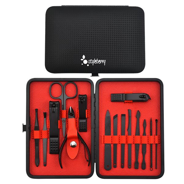 Lunula 15 Piece Mens Nail Clipper Manicure Pedicure Kit Set