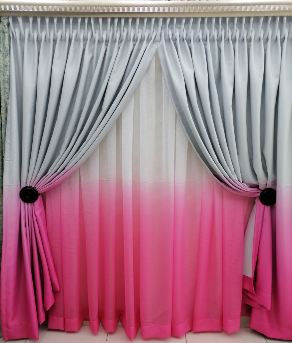 Dream World Double Color Plain Curtain With Lace And Tie Backs Shop